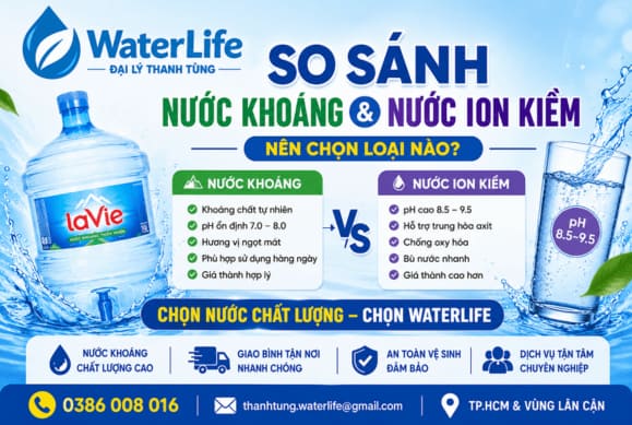 So sánh nước khoáng và nước ion kiềm | Nên chọn loại nào cho sức khỏe gia đình?